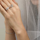 Model wearing LAB-Created Diamond Clover Bracelet with solid gold Stone and Strand jewelry