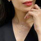 Model wearing 1CTW Luckiest Clover LAB-Created Diamond Necklace with solid gold Stone and Strand jewelry