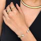 Model wearing The Tina Ring with solid gold Stone and Strand jewelry