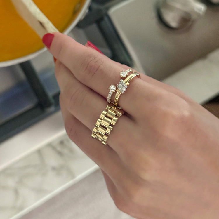 Image of 10K Yellow Gold Twinkling Twine Pav√© Ring with Stone and Strand Rings