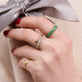 Image of 14K Yellow Gold Pave Emerald Cigar Band with Stone and Strand Rings