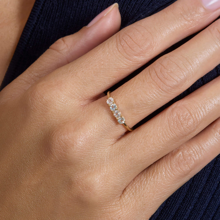 Moonstone Aquamarine Mama Ring – STONE AND STRAND