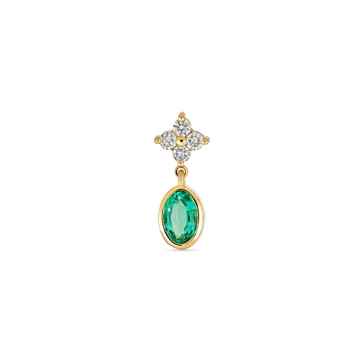 Stone and Strand 10K Yellow Gold Myrtle Diamond and Emerald Earrings Front Single Image