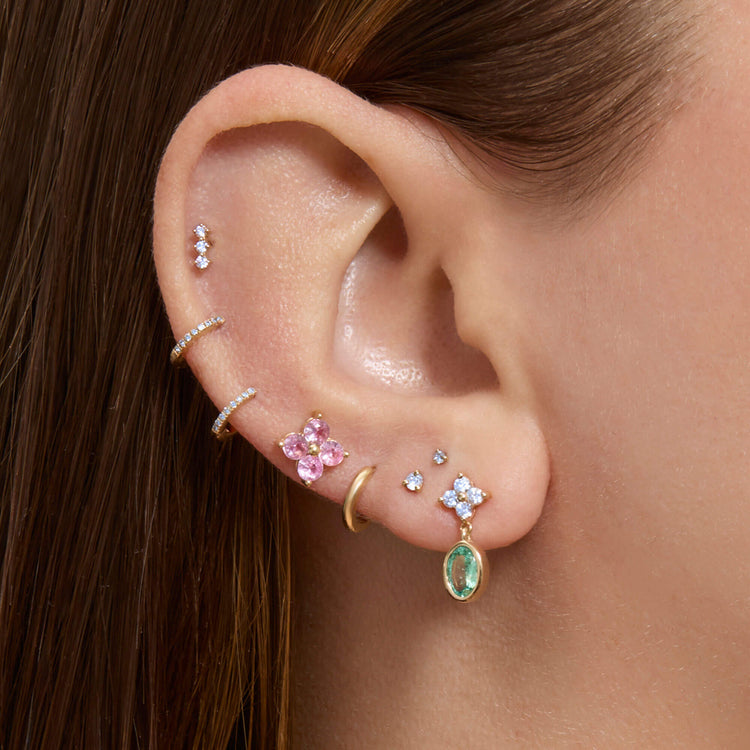 Image of 10K Yellow Gold Myrtle Earrings with Stone and Strand Earrings