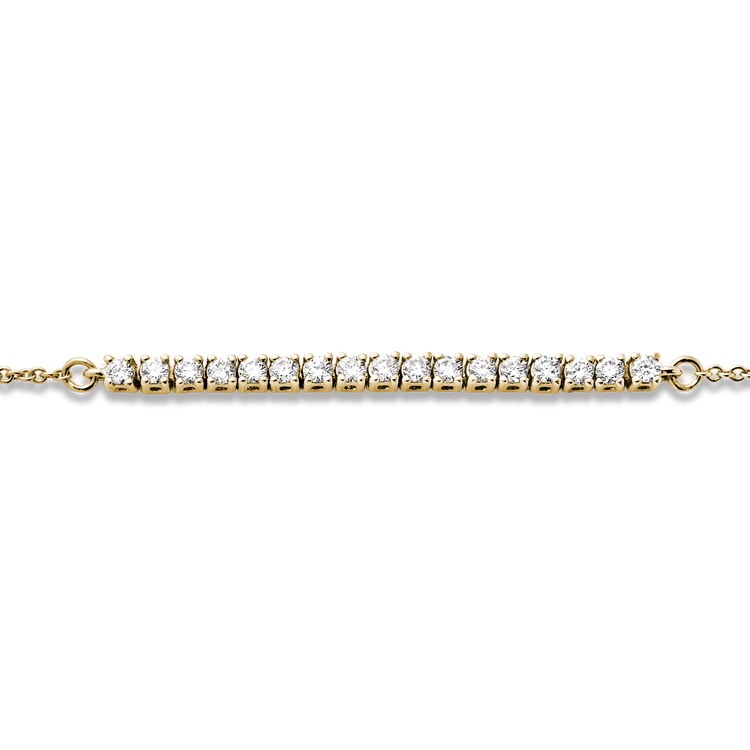 Stone and Strand 10K Yellow Gold Mini Let It Slide Tennis Prong Bracelet Close Up Image