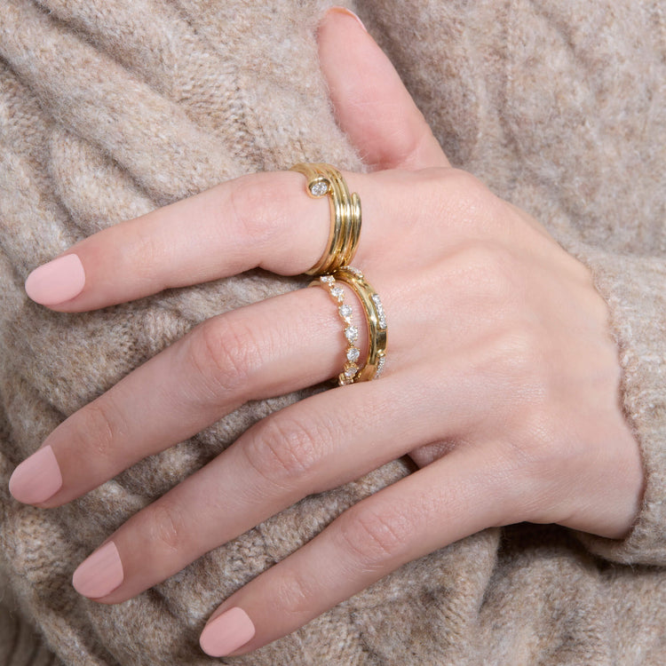 Image of 14K Yellow Gold Nailed It Wrap Arund Ring with Stone and Strand Rings