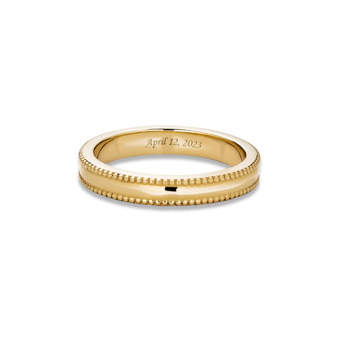 Stone and Strand 14K Yellow Gold Nonpareils Band Front Engraved Image