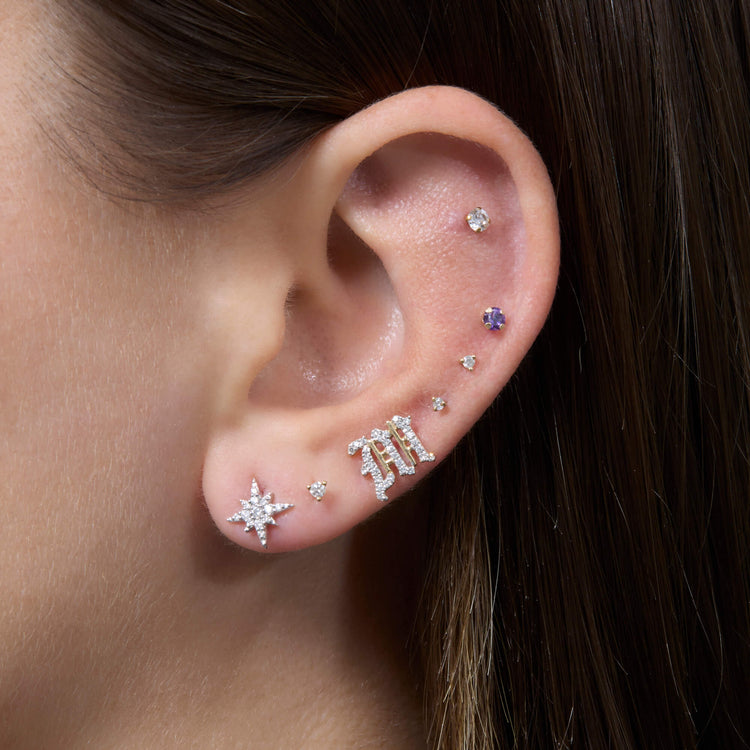 Image of 14K Yellow Gold Northern Star Celestial Diamond Earrings with Stone and Strand Earrings