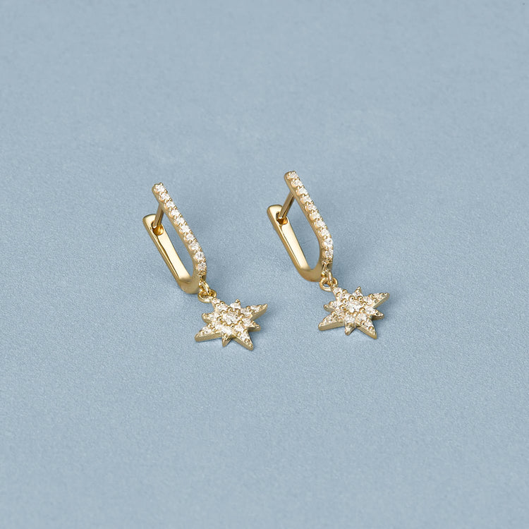 Stone and Strand 14K Yellow Gold Northern Star Pave Huggies Editorial Image