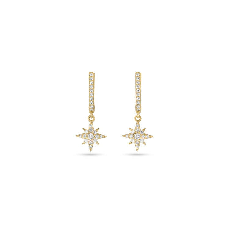 Stone and Strand 14K Yellow Gold Northern Star Pave Huggies Front Image