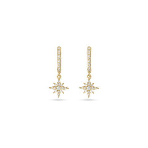 Stone and Strand 14K Yellow Gold Northern Star Pave Huggies Front Image