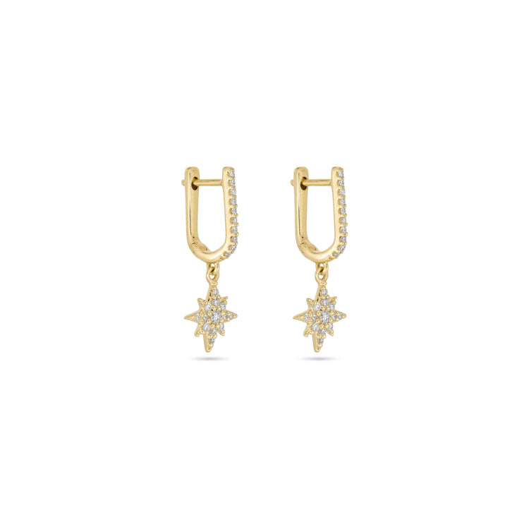 Stone and Strand 14K Yellow Gold Northern Star Pave Huggies Side Image