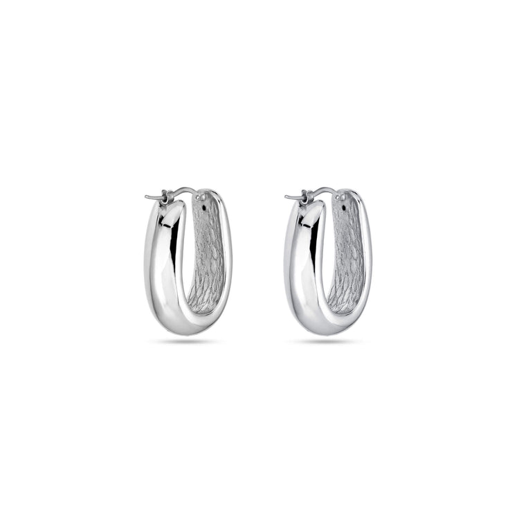 Stone and Strand Sterling Silver Oblong Silver Hoops Rear Image