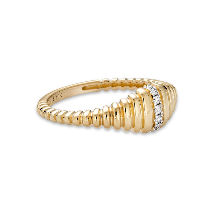 Stone and Strand 10K Yellow Gold Diamond Pirouette Signet Side Image