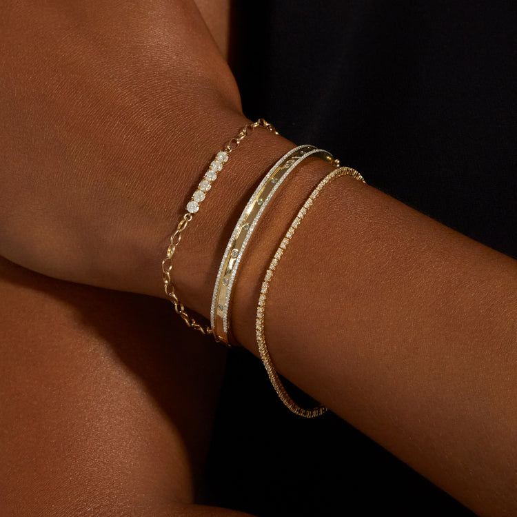 Image of 10K Yellow Gold Dainty Only The Finest Tennis Bracelet with Stone and Strand Bracelets