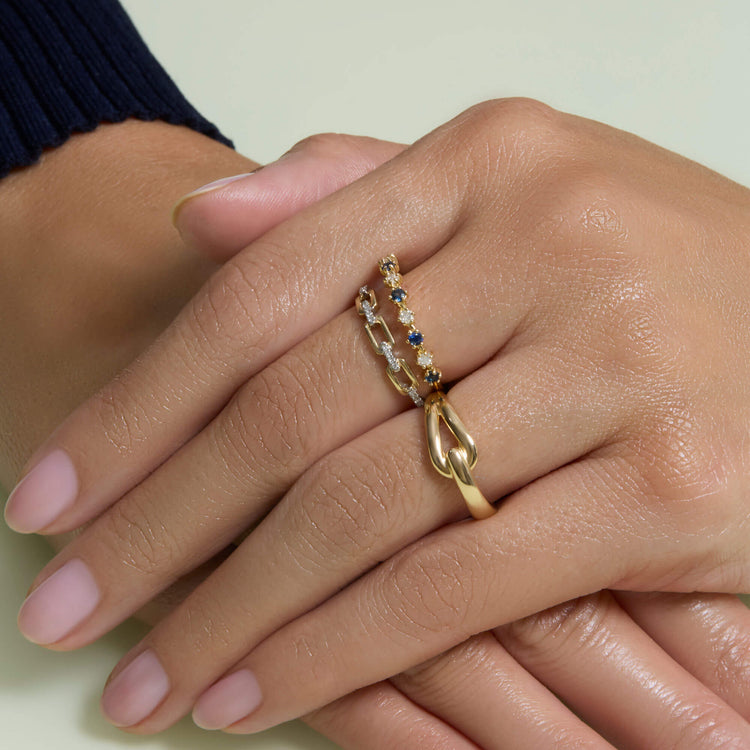 Image of 10K Yellow Gold Out Of The Blue Diamond Ring with Stone and Strand Rings