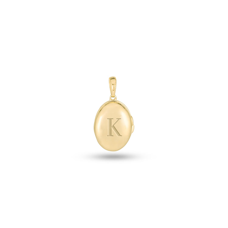 Stone and Strand 14K Yellow Gold Oval Essential Locket Charm Front Engraved Image