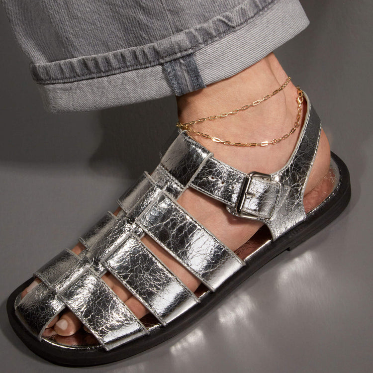 Image of 14K Yellow Gold Pivot by Stone and Strand Paperclip Chain on Models Ankle