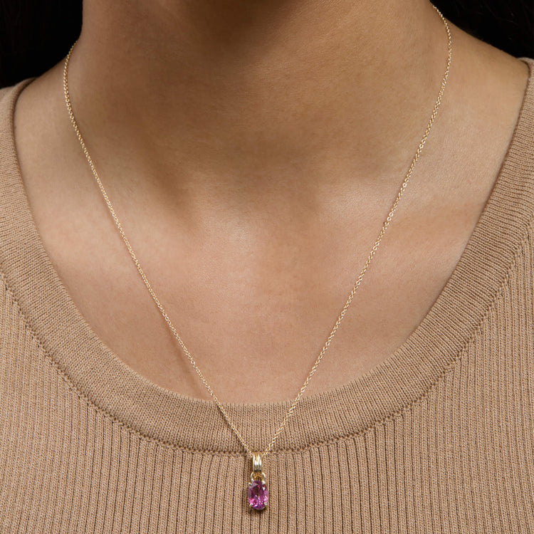 Image of 14K Yellow Gold Passionate Mood Charm on Models Neck