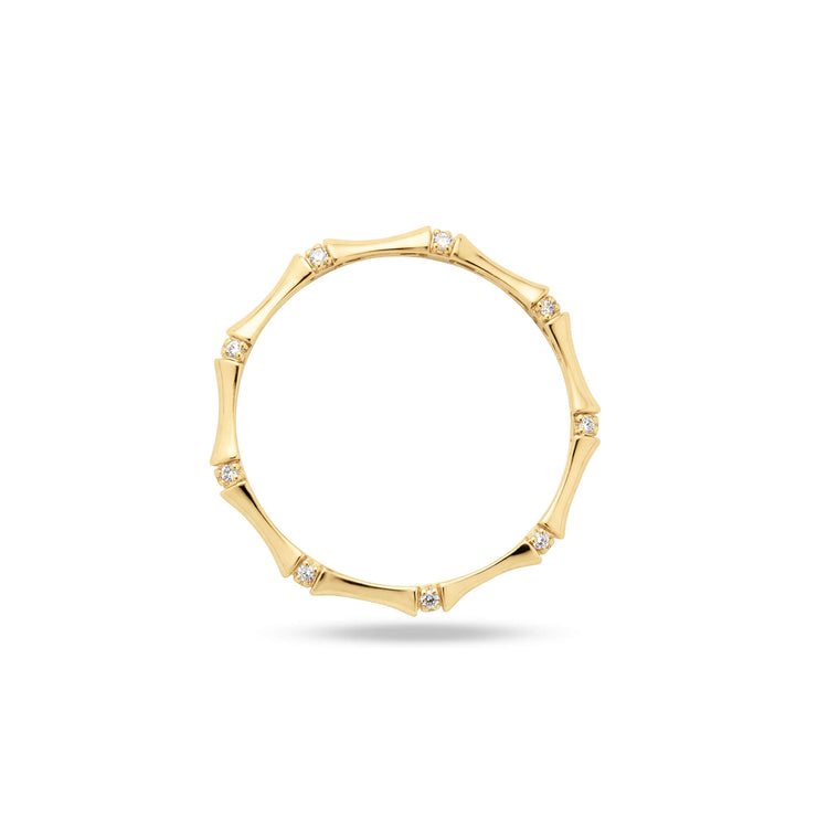 Stone and Strand 14K Yellow Gold Pave Bamboo Eternity Ring Top Image