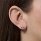 Image of 14K Yellow Gold Pave Bamboo Studs on Models Ear