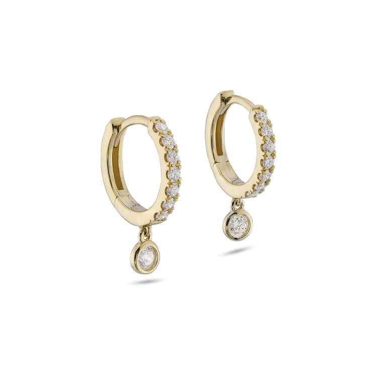 Stone and Strand 14K Yellow Gold Pave Bezel Diamond Drop Huggies Side Image