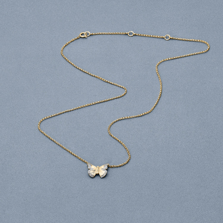 Stone and Strand 14K Yellow Gold Pave Diamond Butterfly Necklace Editorial Image