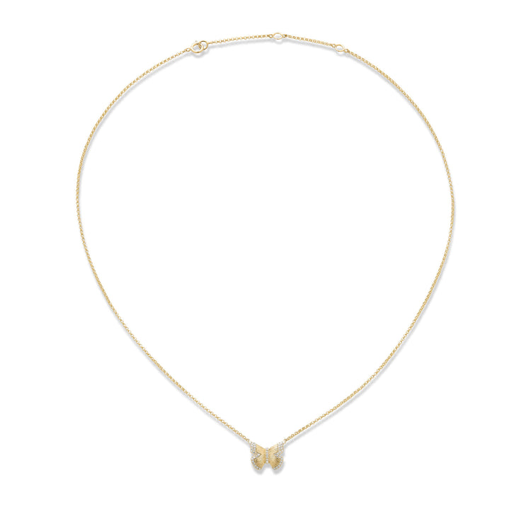 Stone and Strand 14K Yellow Gold Pave Diamond Butterfly Necklace Front Image