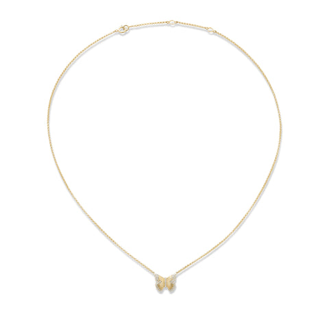 Stone and Strand 14K Yellow Gold Pave Diamond Butterfly Necklace Front Image