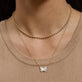 Image of 14K Yellow Gold Pave Diamond Butterfly Necklace with Stone and Strand Necklaces