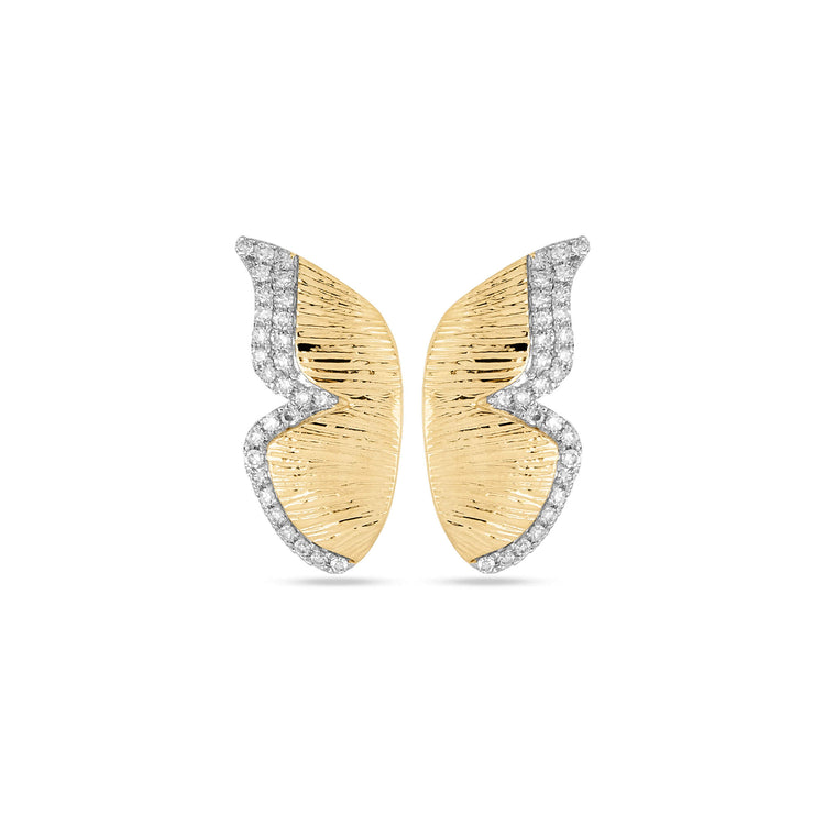 Stone and Strand 14K Yellow Gold Pave Diamond Butterfly Wings Earrings Front image