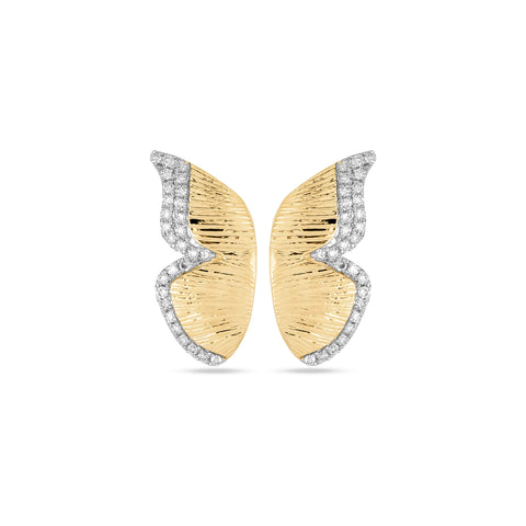 Stone and Strand 14K Yellow Gold Pave Diamond Butterfly Wings Earrings Front image