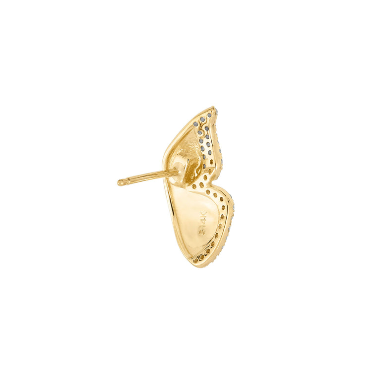 Stone and Strand 14K Yellow Gold Pave Diamond Butterfly Wings Earrings Rear image