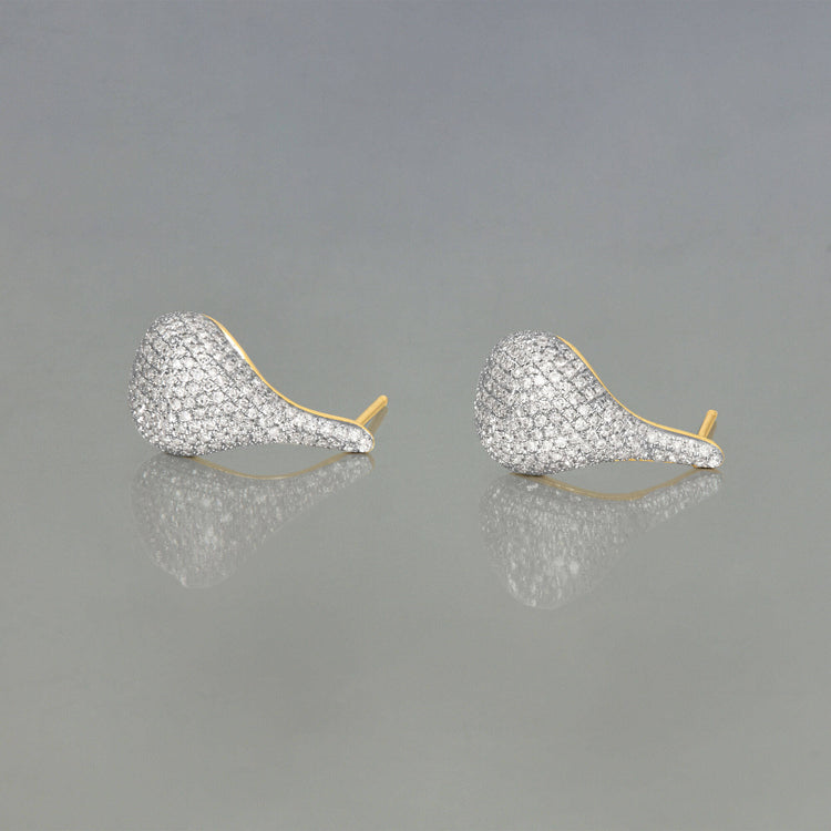 Stone and Strand 10K Yellow Gold Pave Diamond Droplet Studs Editorial Image