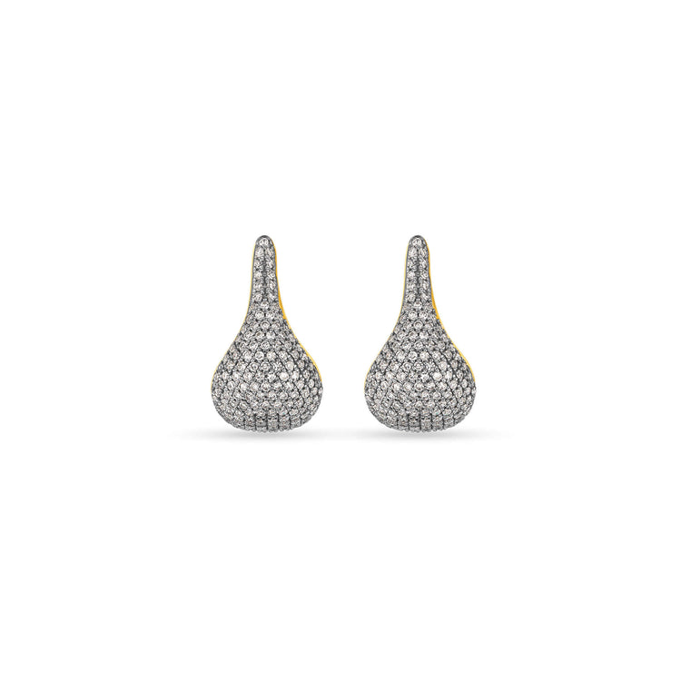 Stone and Strand 10K Yellow Gold Pave Diamond Droplet Studs Front Image
