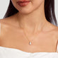Image of 14K Yellow Gold Pave Diamond Droplet Necklace on Models Neck