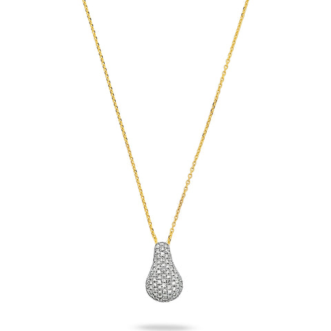 Stone and Strand 14K Yellow Gold Pave Diamond Droplet Necklace Close Up Image