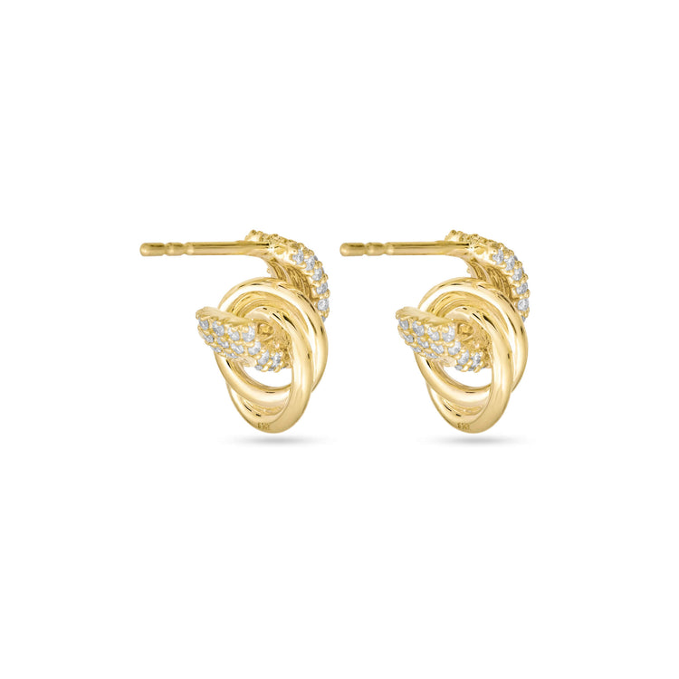Stone and Strand 14K Yellow Gold Pave Diamond Forme Knot Studs Rear Image