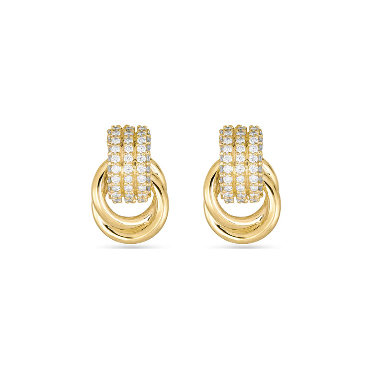 Stone and Strand 14K Yellow Gold Pave Diamond Forme Knot Studs Front Image