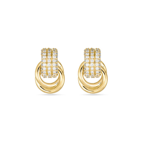 Stone and Strand 14K Yellow Gold Pave Diamond Forme Knot Studs Front Image