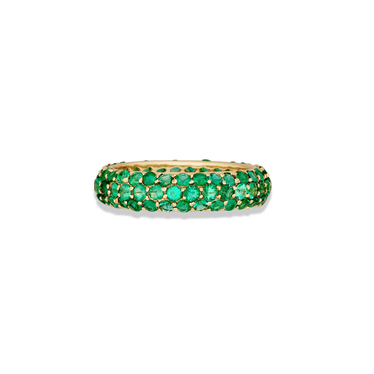 Stone and Strand 14K Yellow Gold Pave Emerald Cigar Band Front Image