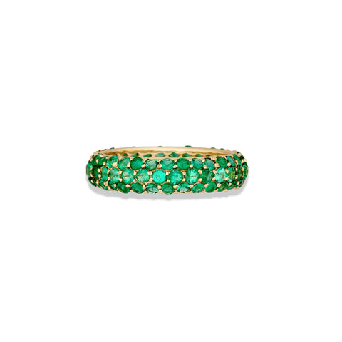 Stone and Strand 14K Yellow Gold Pave Emerald Cigar Band Front Image