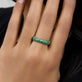 Image of 14K Yellow Gold Pave Emerald Cigar Band on Models Hand
