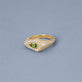 Stone and Strand 14K Yellow Gold Pave Encrusted Green Tourmaline Shield Signet Ring Editorial Image
