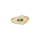 Stone and Strand 14K Yellow Gold Pave Encrusted Green Tourmaline Shield Signet Ring Front Image