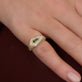 Image of 14K Yellow Gold Pave Encrusted Green Tourmaline Shield Signet Ring on Models Hand