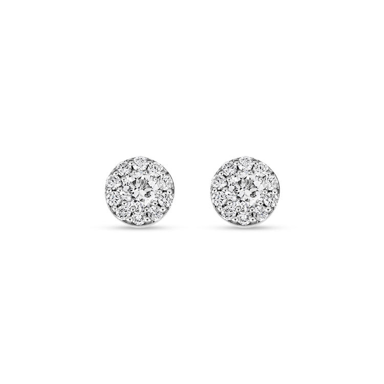 Stone and Strand 14K Yellow Gold Pave Diamond Halo Circle Studs  Front Image