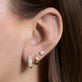 Image of 14K Yellow Gold Pave Knife Edge Wide Huggies with Stone and Strand Earrings