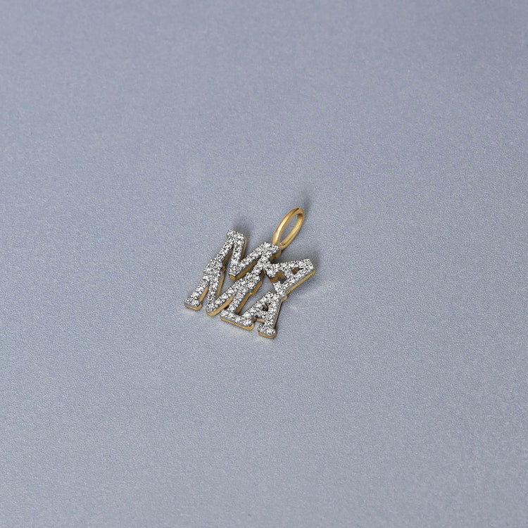 Stone and Strand 10K Yellow Gold Pave Mama Love Diamond Charm Editorial Image
