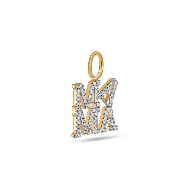 Stone and Strand 10K Yellow Gold Pave Mama Love Diamond Charm Side Image